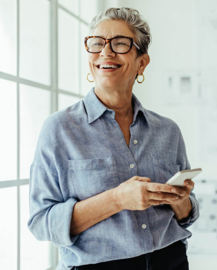 woman holding phone