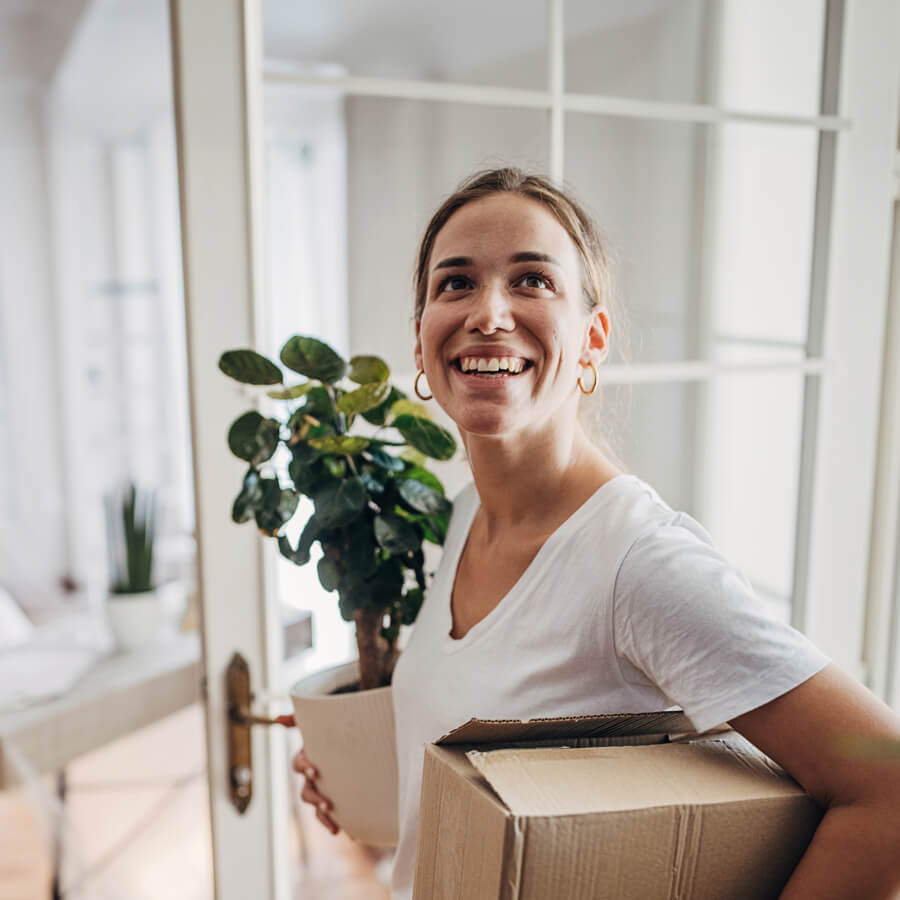 woman in new house