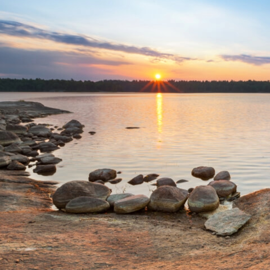 sunset by the lake